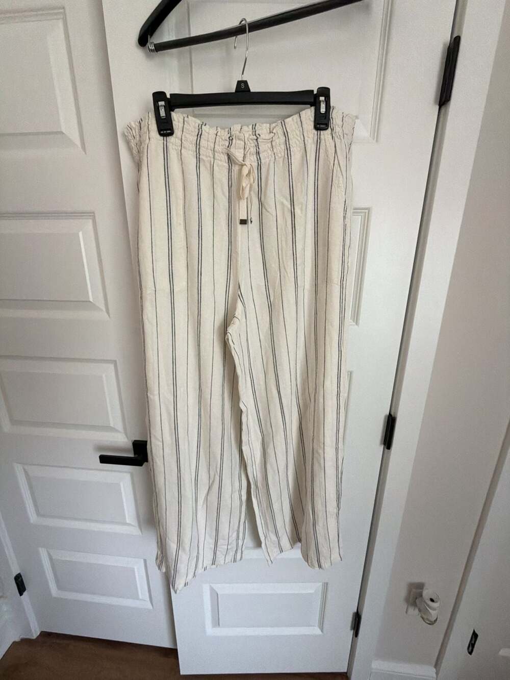 Time and Tru Women's Striped Linen Blend Wide Leg Pull-On Pants